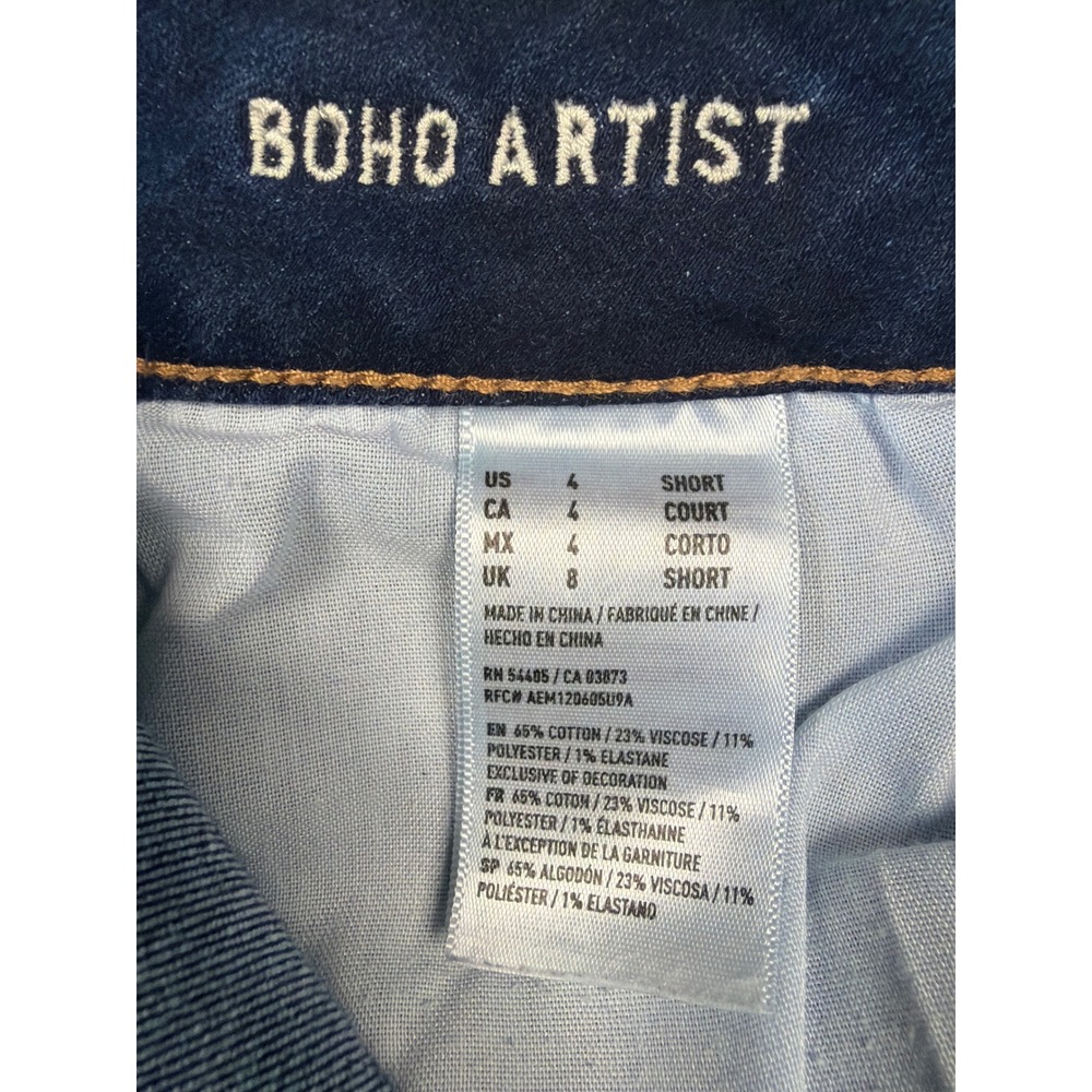 Y2K Low Rise American Eagle Boho Artist Flare Jeans Womens 4 Short Super Stretch - Picture 6 of 8